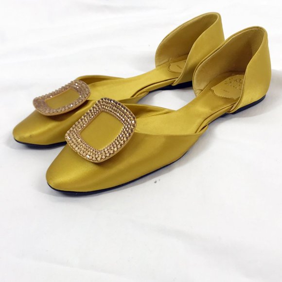 Roger Vivier style D'Orsay ballet flats Yellow Gold Crystal Strasse Buckle - Picture 3 of 8